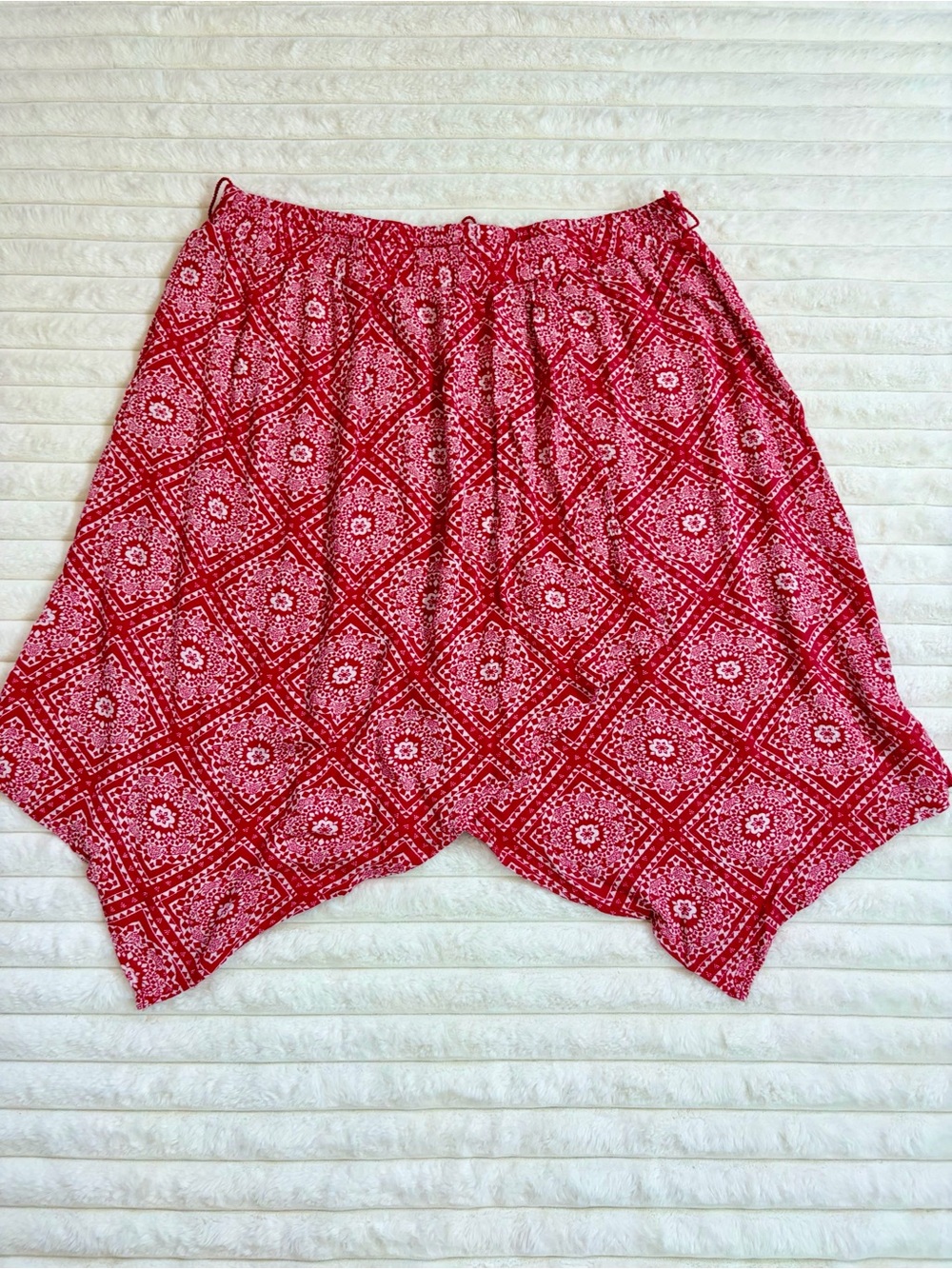 Faded Glory Red and White Bandana Print Skirt